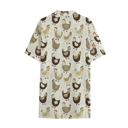 Cute Chicken Pattern Print Cotton Hawaiian Shirt