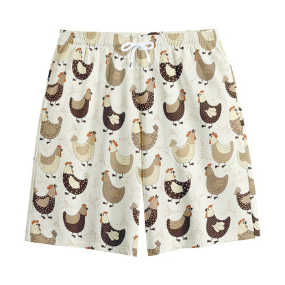 Cute Chicken Pattern Print Cotton Shorts
