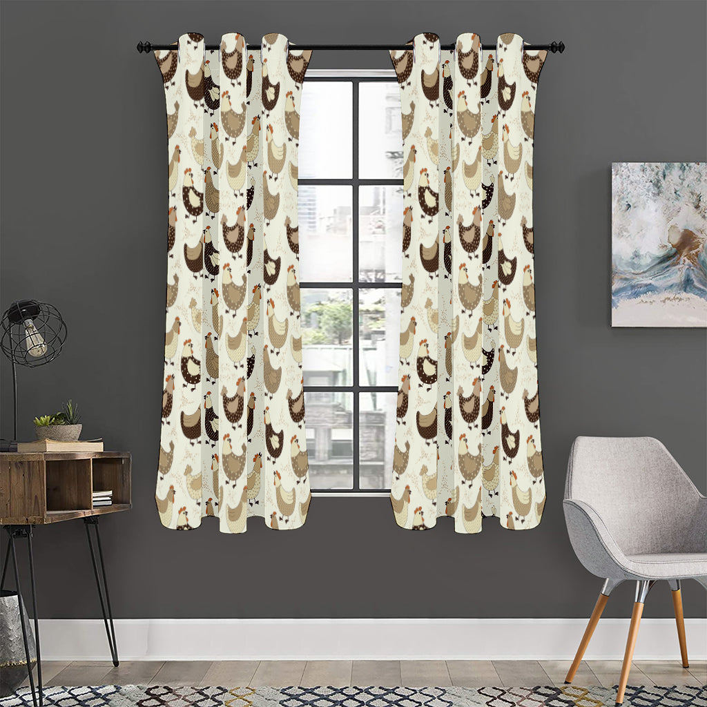 Cute Chicken Pattern Print Curtain