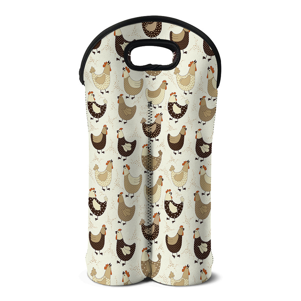 Cute Chicken Pattern Print Double Neoprene Wine Tote