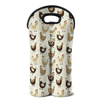 Cute Chicken Pattern Print Double Neoprene Wine Tote