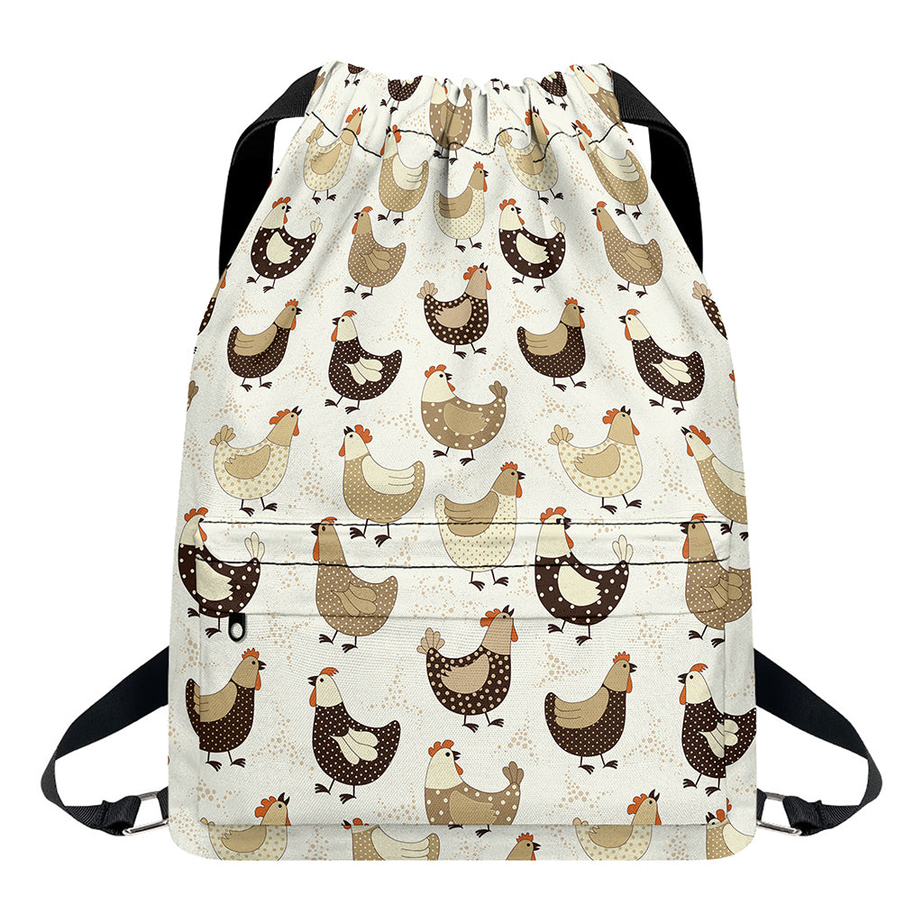 Cute Chicken Pattern Print Drawstring Backpack