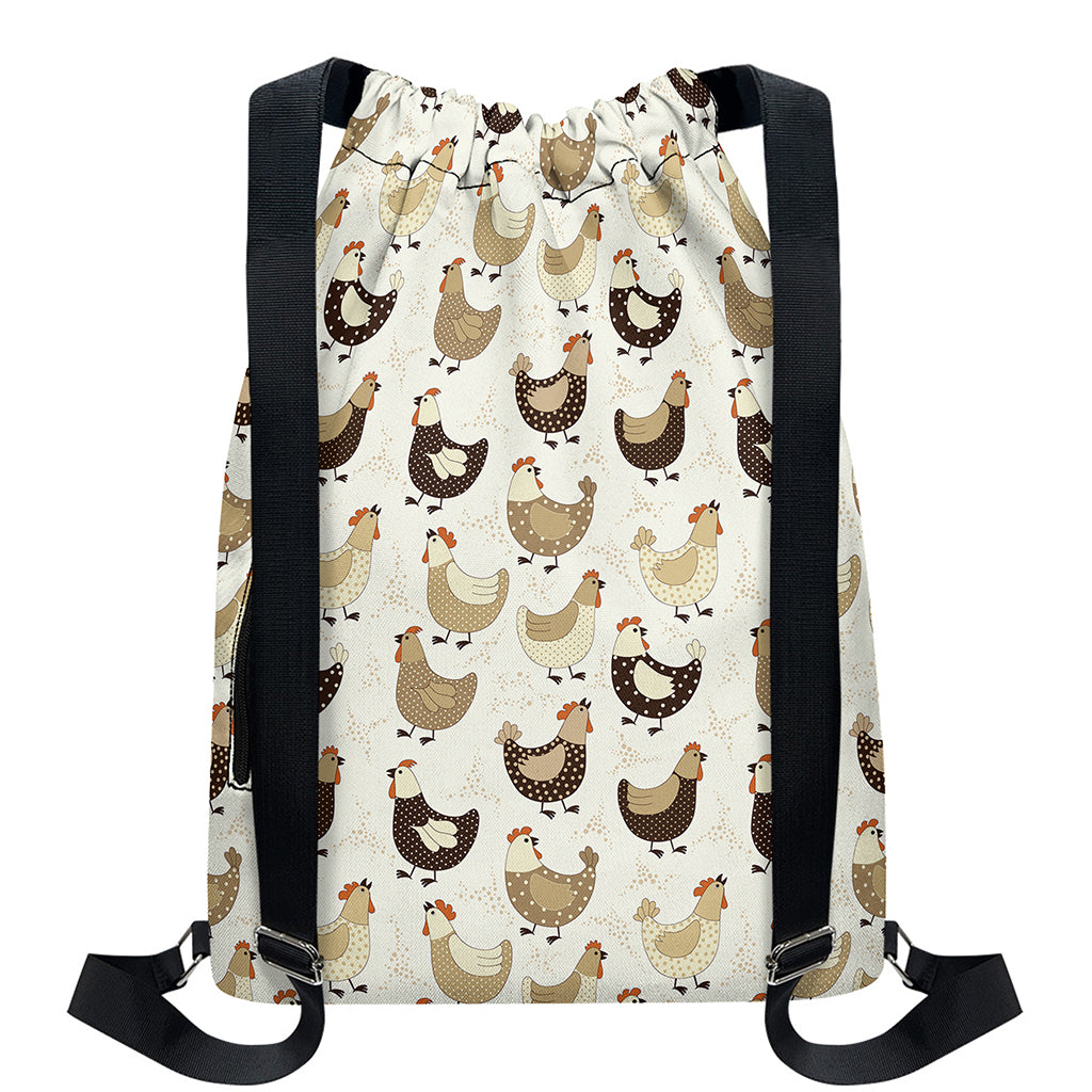 Cute Chicken Pattern Print Drawstring Backpack