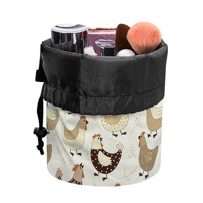 Cute Chicken Pattern Print Drawstring Makeup Bag