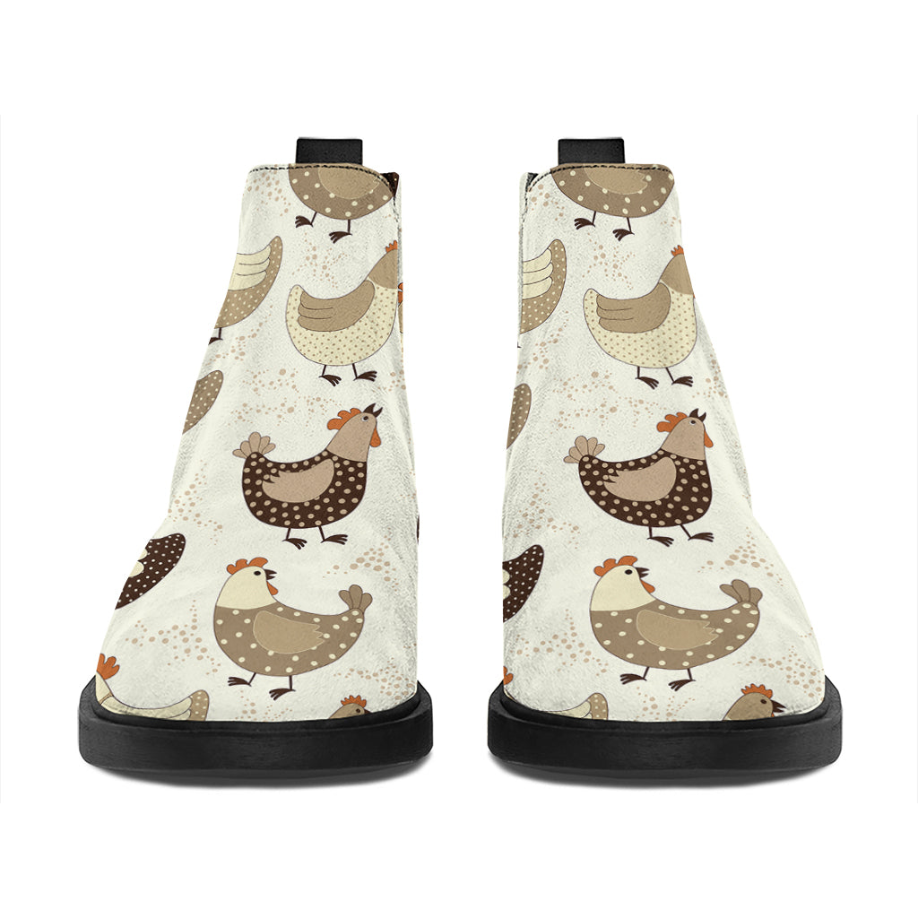Cute Chicken Pattern Print Flat Ankle Boots