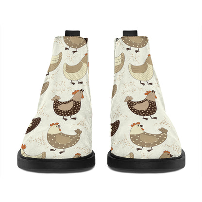 Cute Chicken Pattern Print Flat Ankle Boots