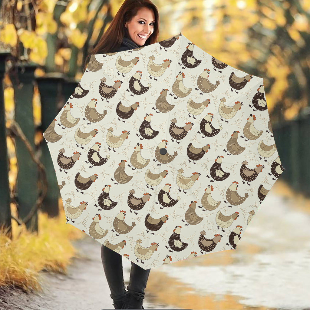 Cute Chicken Pattern Print Foldable Umbrella