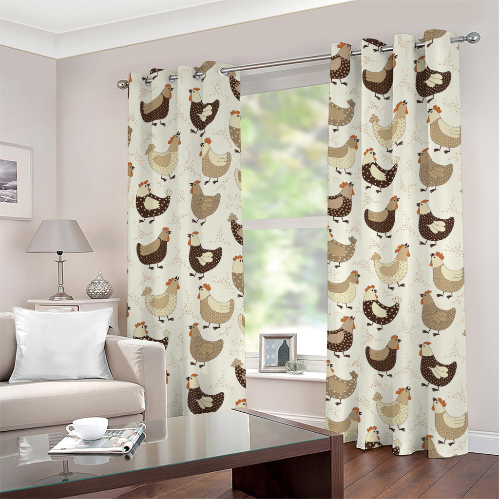 Cute Chicken Pattern Print Grommet Curtains