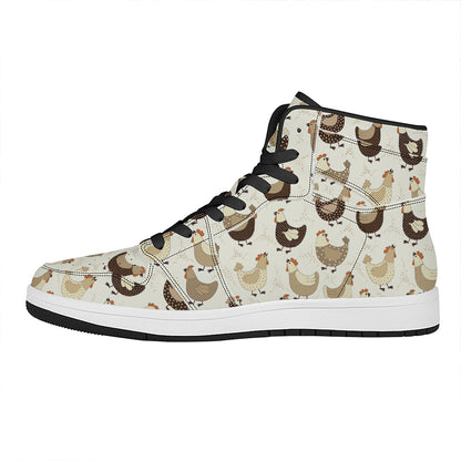 Cute Chicken Pattern Print High Top Leather Sneakers