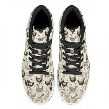 Cute Chicken Pattern Print High Top Leather Sneakers
