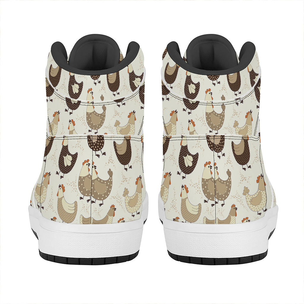 Cute Chicken Pattern Print High Top Leather Sneakers