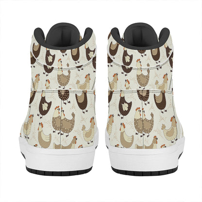 Cute Chicken Pattern Print High Top Leather Sneakers