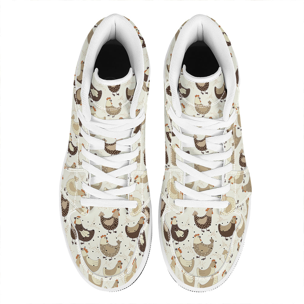 Cute Chicken Pattern Print High Top Leather Sneakers
