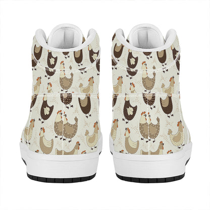 Cute Chicken Pattern Print High Top Leather Sneakers