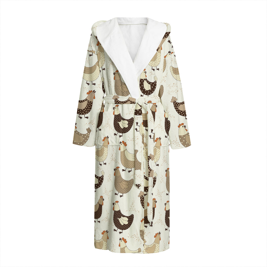 Cute Chicken Pattern Print Hooded Bathrobe