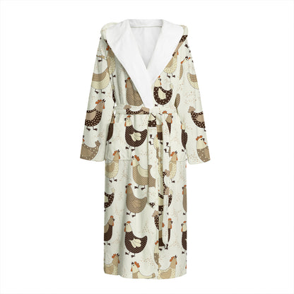 Cute Chicken Pattern Print Hooded Bathrobe
