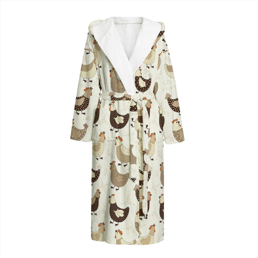 Cute Chicken Pattern Print Hooded Bathrobe