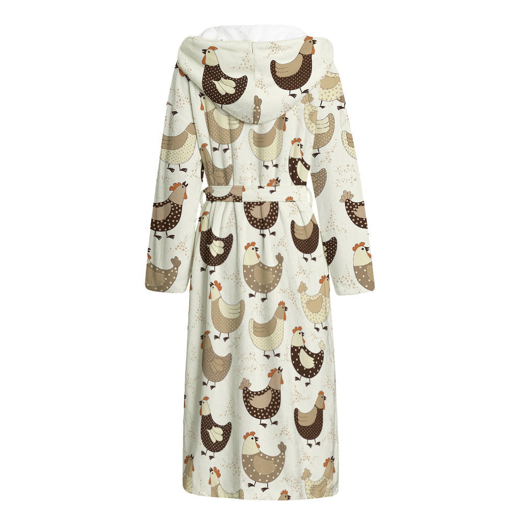 Cute Chicken Pattern Print Hooded Bathrobe