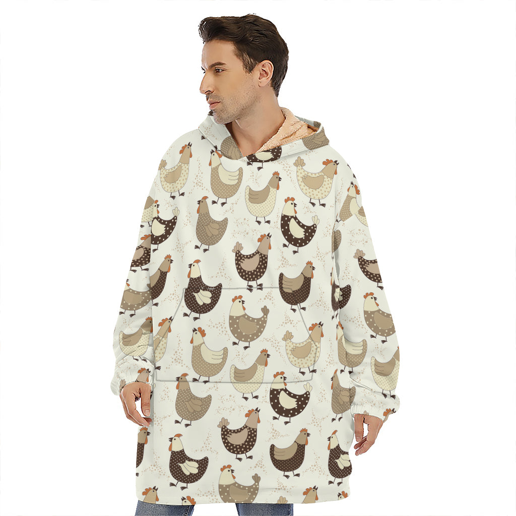 Cute Chicken Pattern Print Hoodie Blanket