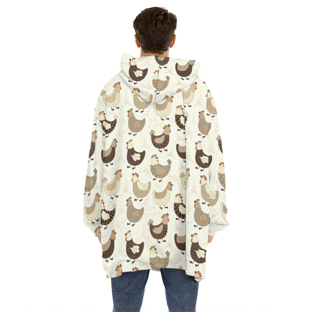 Cute Chicken Pattern Print Hoodie Blanket