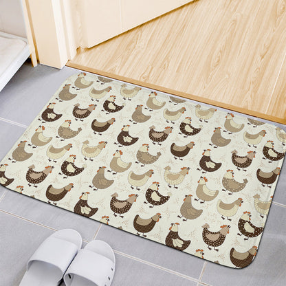 Cute Chicken Pattern Print Indoor Door Mat