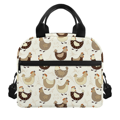 Cute Chicken Pattern Print Insulated Lunch Bag