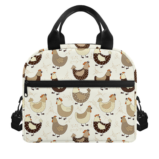 Cute Chicken Pattern Print Insulated Lunch Bag
