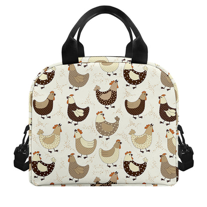 Cute Chicken Pattern Print Insulated Lunch Bag