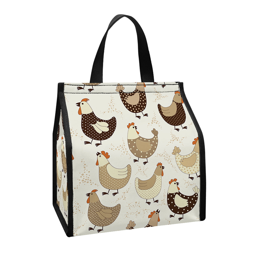 Cute Chicken Pattern Print Insulated Lunch Tote