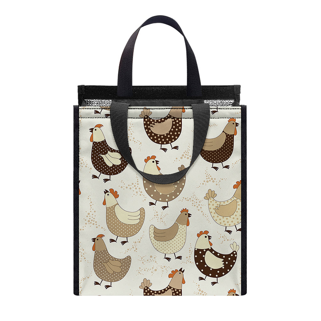Cute Chicken Pattern Print Insulated Lunch Tote
