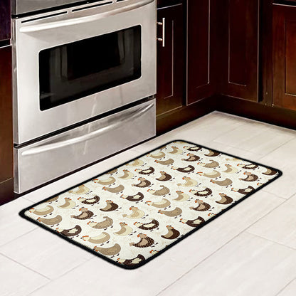 Cute Chicken Pattern Print Kitchen Mat