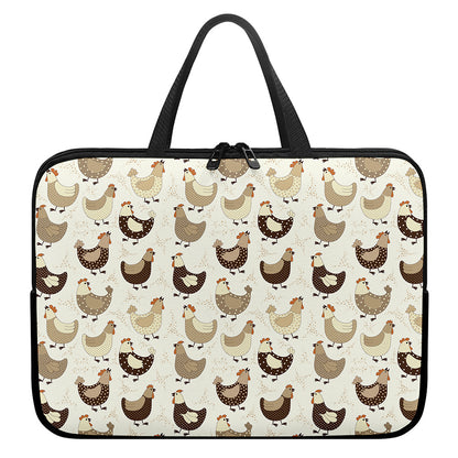 Cute Chicken Pattern Print Laptop Sleeve With Handle