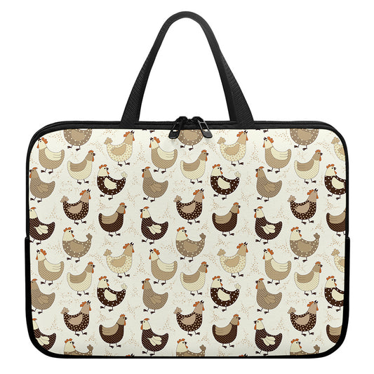 Cute Chicken Pattern Print Laptop Sleeve With Handle