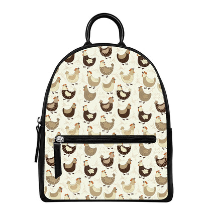 Cute Chicken Pattern Print Leather Backpack