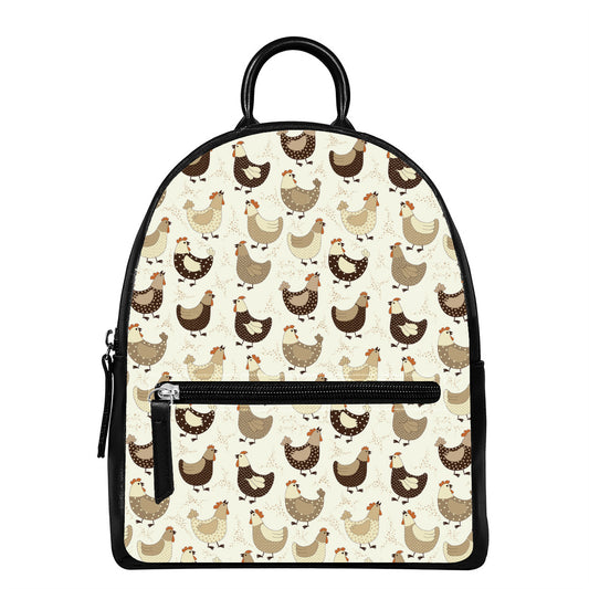 Cute Chicken Pattern Print Leather Backpack