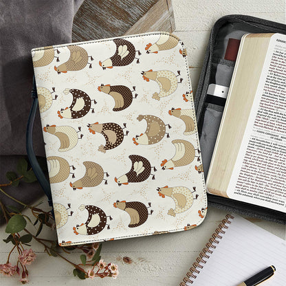 Cute Chicken Pattern Print Leather Bible Cover