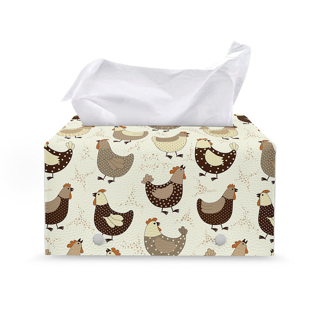 Cute Chicken Pattern Print Leather Tissue Box Cover