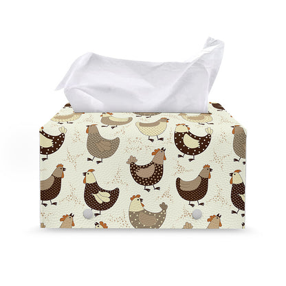 Cute Chicken Pattern Print Leather Tissue Box Cover
