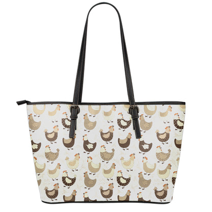 Cute Chicken Pattern Print Leather Tote Bag