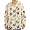Cute Chicken Pattern Print Long Sleeve Baseball Jersey