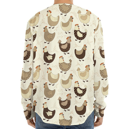 Cute Chicken Pattern Print Long Sleeve Baseball Jersey