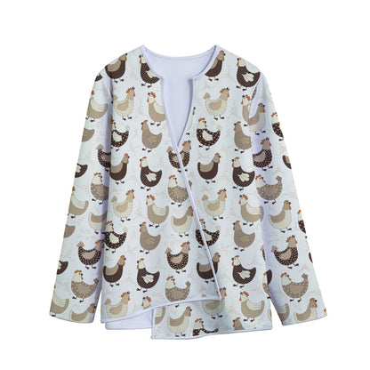 Cute Chicken Pattern Print Long Sleeve Short Coat