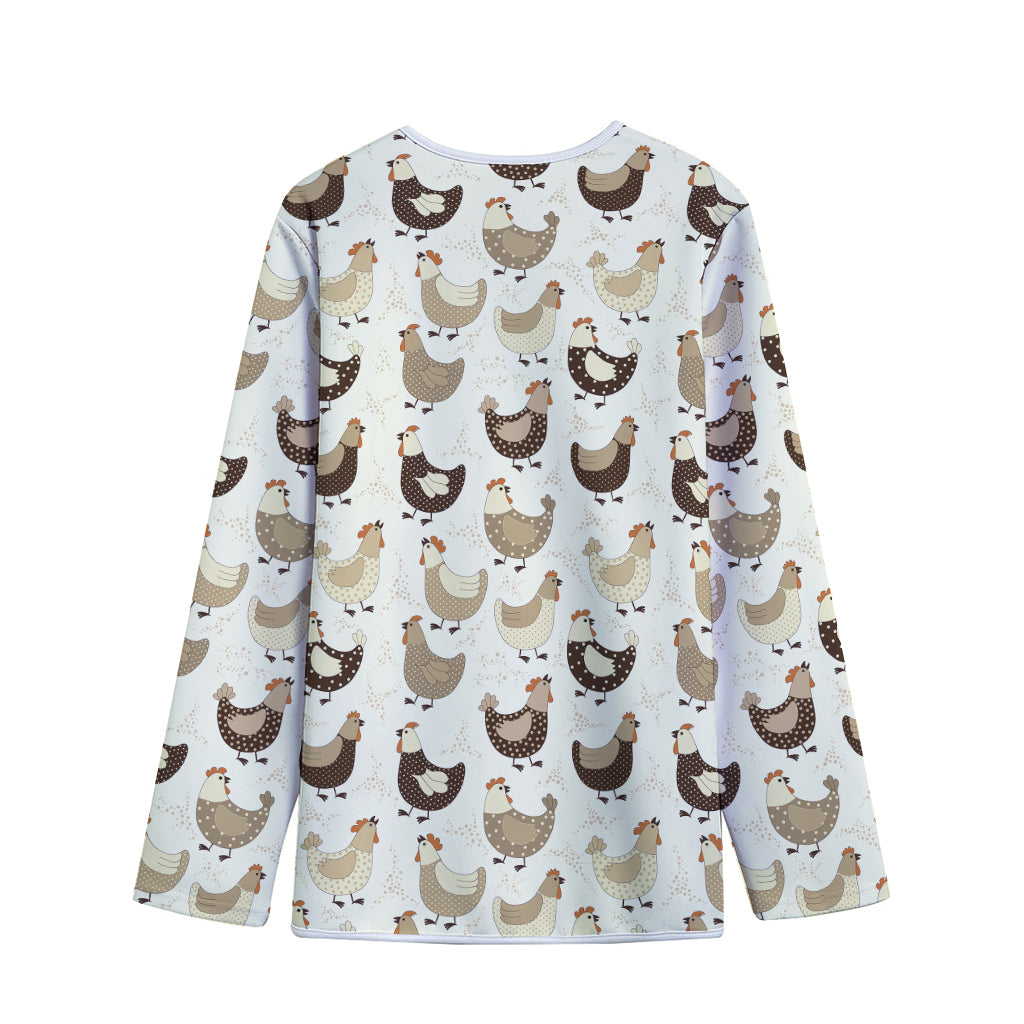 Cute Chicken Pattern Print Long Sleeve Short Coat
