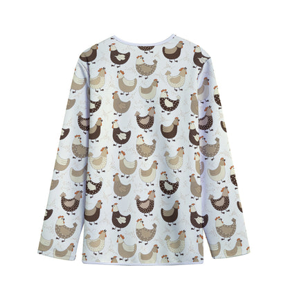 Cute Chicken Pattern Print Long Sleeve Short Coat