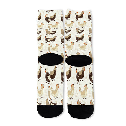 Cute Chicken Pattern Print Long Socks