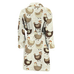 Cute Chicken Pattern Print Men's Bathrobe