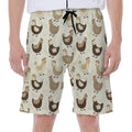 Cute Chicken Pattern Print Men's Beach Shorts
