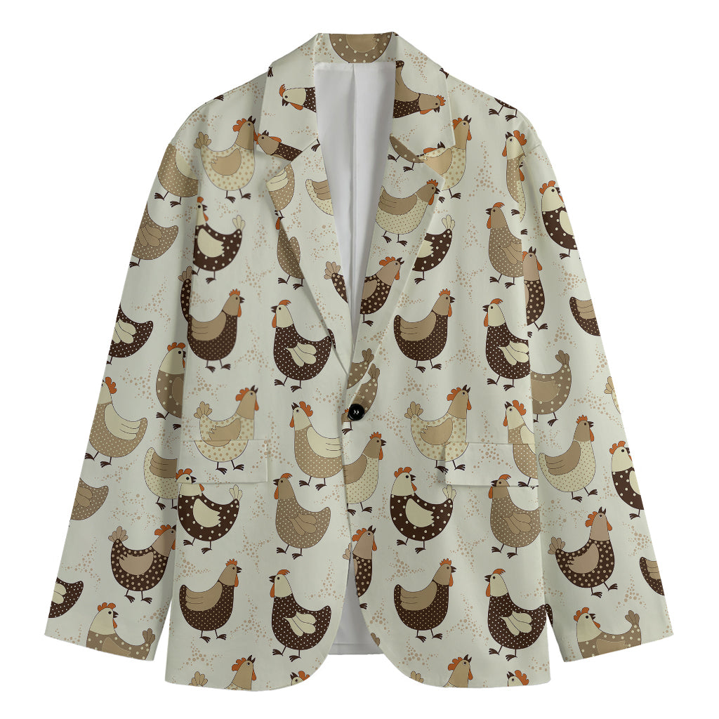 Cute Chicken Pattern Print Men's Blazer