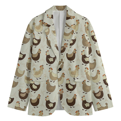Cute Chicken Pattern Print Men's Blazer