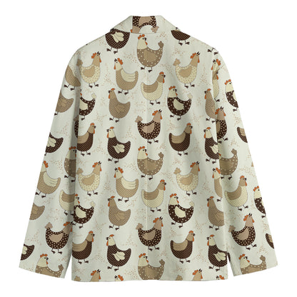 Cute Chicken Pattern Print Men's Blazer